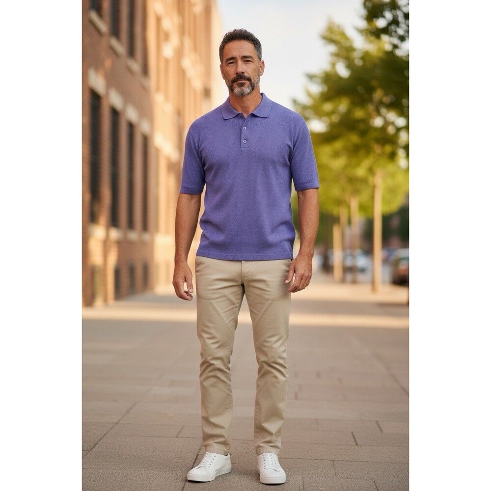 Jhane Barnes Short Sleeve Silk‎ Blend Polo Shirt Purple Mens Size Medium